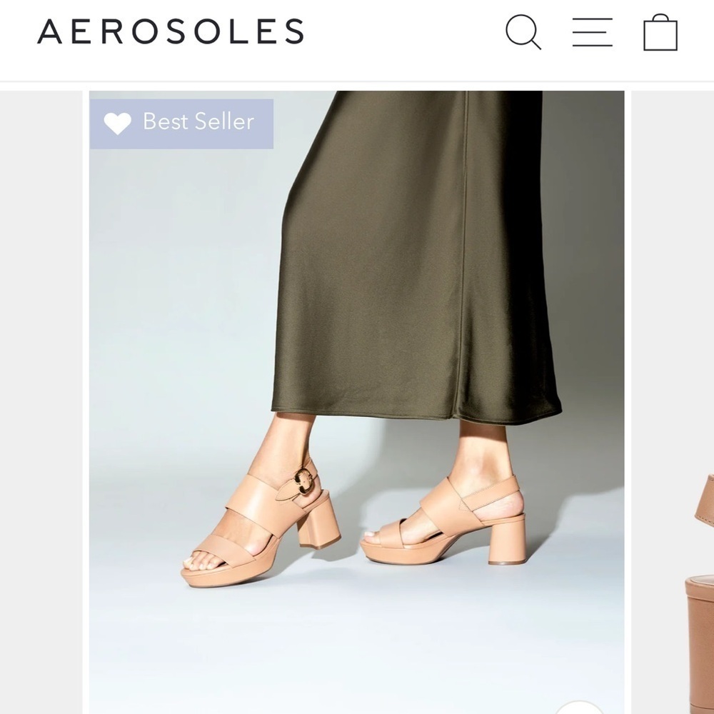 NWT NIB Aerosoles Camera Comfortable Women’s Platform Sandal in Nude Leather 9.5 - Picture 2 of 16